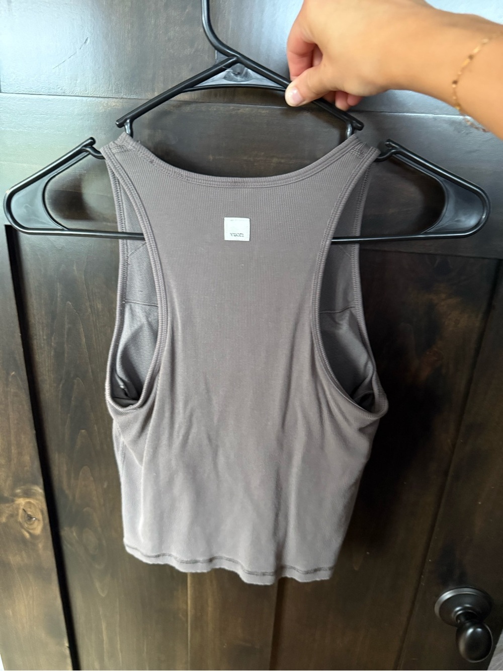 Vuori Ribbed Scoop Neck Tank Top - Taupe Brown - Picture 2 of 3